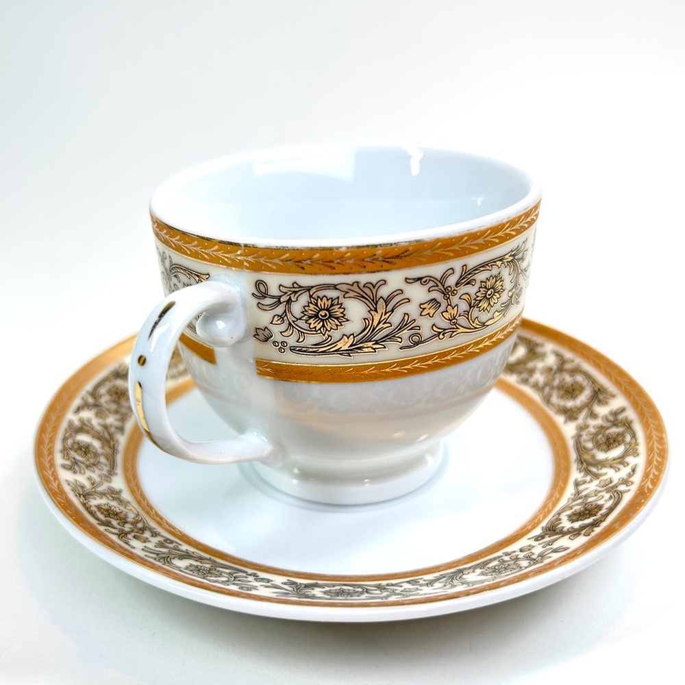 Vintage Gold Gilt Porcelain Cup & Saucer Set Made In Czechoslovakia 60s–80s #170